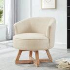 Fauteuil pivotant moderne en lin beige 27