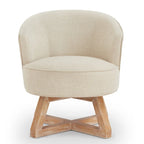 Fauteuil pivotant moderne en lin beige 27