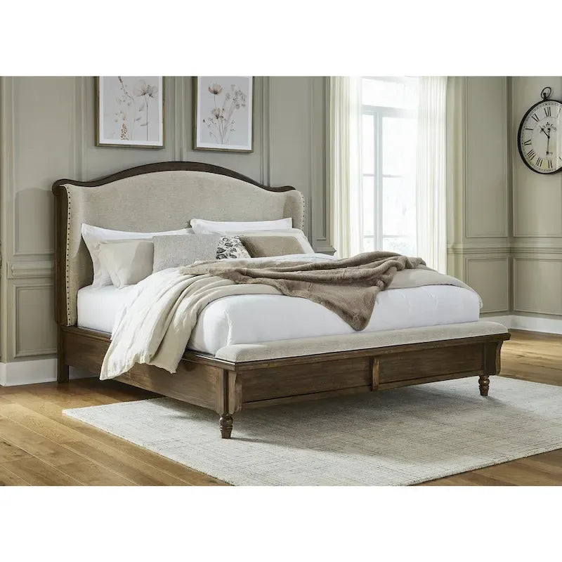  Sturlayne Brown/Beige Upholstered Panel Bed
