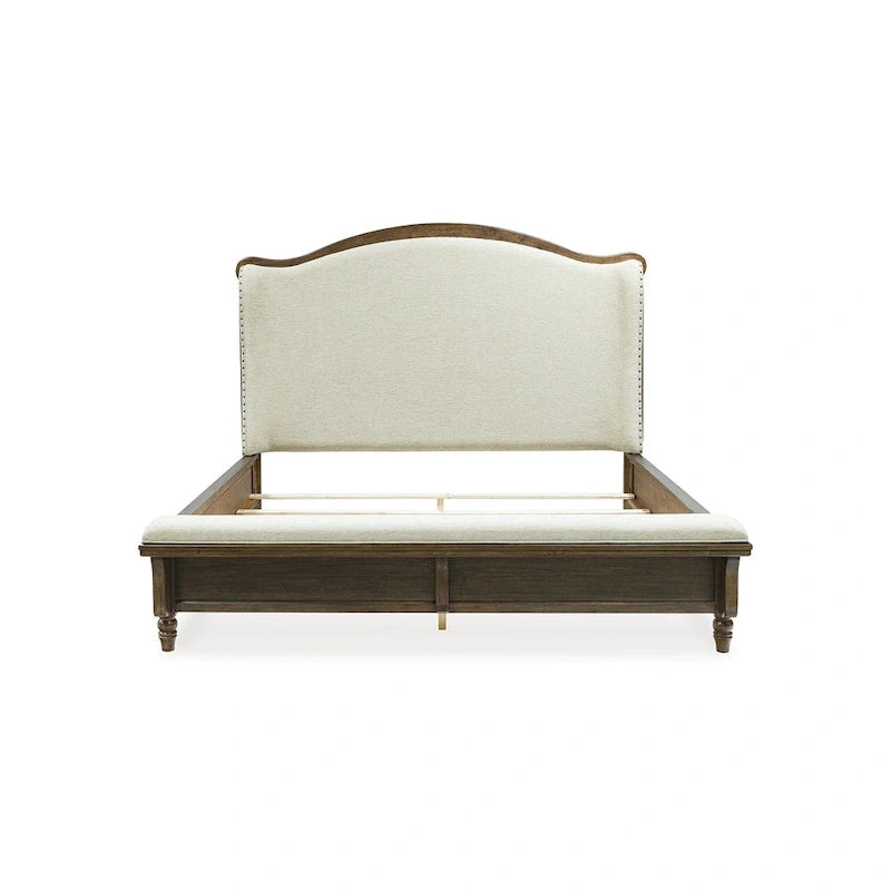 Lit capitonné marron/beige