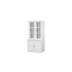 75.25Vitrine haute avec portes doubles en verre trempé, Vaisselier de style traditionnel pour salon, cuisine, maison