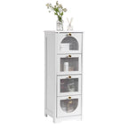 Meuble bas de salle de bain avec 4 tiroirs, petite armoire de rangement en bois