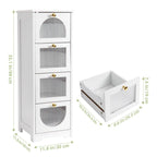 Meuble bas de salle de bain avec 4 tiroirs, petite armoire de rangement en bois