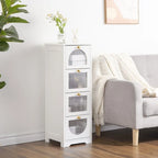 Meuble bas de salle de bain avec 4 tiroirs, petite armoire de rangement en bois