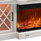 Meuble TV avec cheminée pour téléviseur de 80 pouces, meuble de divertissement, console multimédia