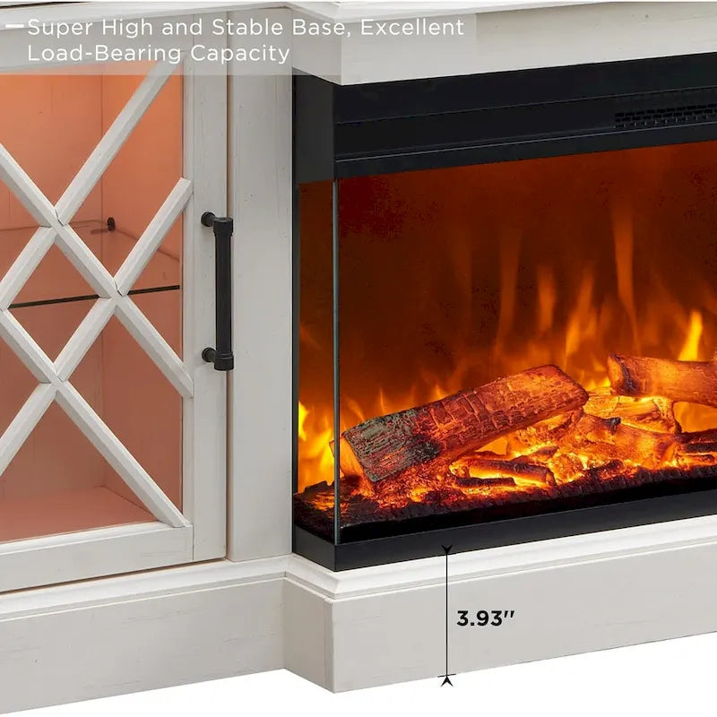 Meuble TV avec cheminée pour téléviseur de 80 pouces, meuble de divertissement, console multimédia