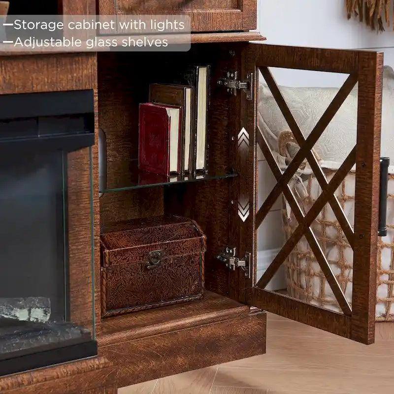 Meuble TV avec cheminée pour téléviseur de 80 pouces, meuble de divertissement, console multimédia