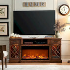 Meuble TV avec cheminée pour téléviseur de 80 pouces, meuble de divertissement, console multimédia