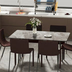 Table à manger moderne avec cadre en métal et plateau en pierre frittée Table de cuisine