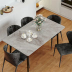 Table à manger moderne avec cadre en métal et plateau en pierre frittée Table de cuisine