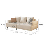 Canapé moderne à assise profonde avec oreillers, pieds hauts, canapé confortable pour salon, canapé d'appartement