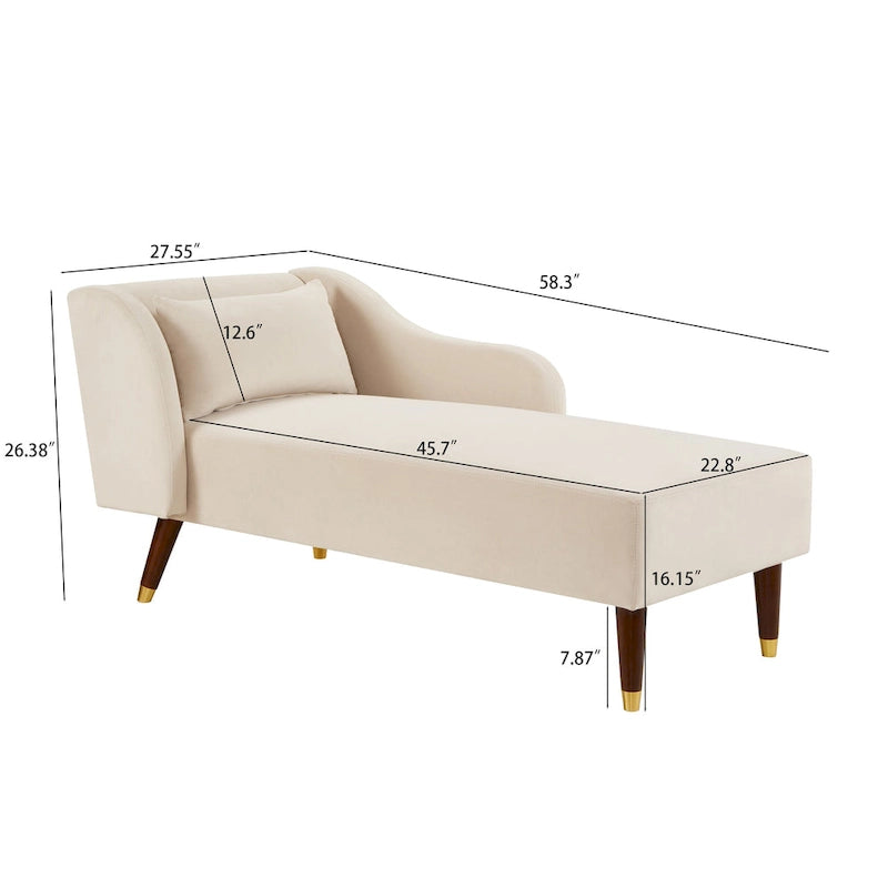 Chaise longue moderne en velours 29,50 x 55,90 x 28,70