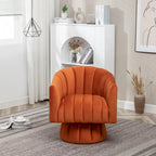 Fauteuil pivotant rond et cylindrique moderne en velours, avec accoudoirs, pour salon