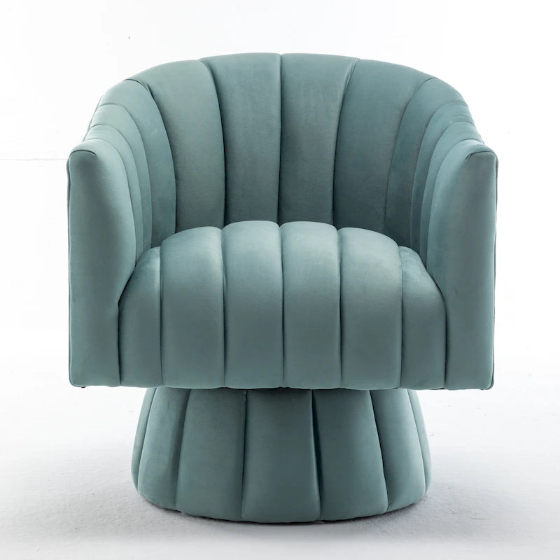 Fauteuil pivotant rond et cylindrique moderne en velours, avec accoudoirs, pour salon
