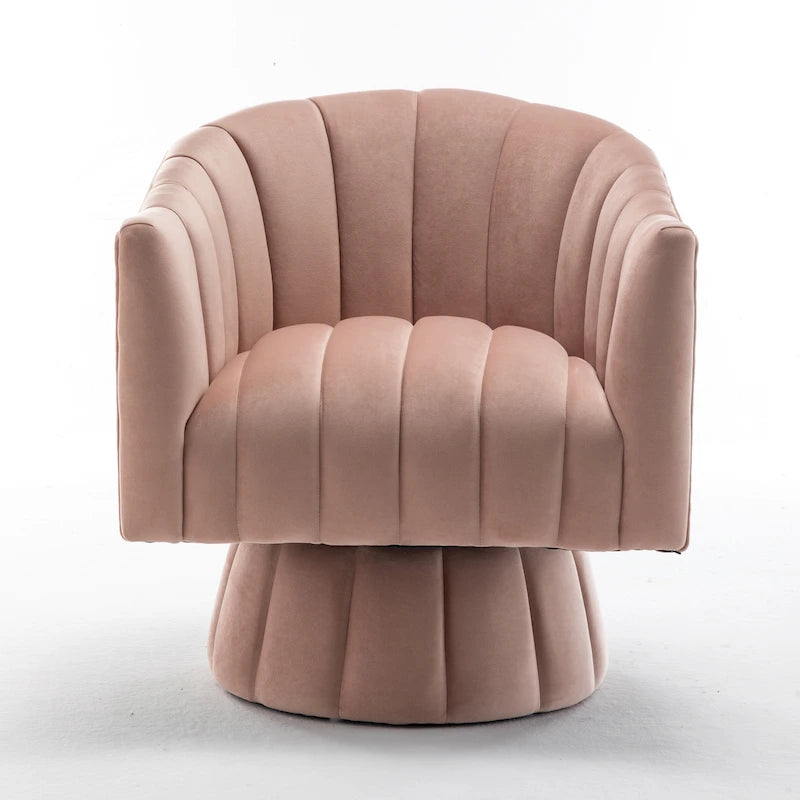 Fauteuil pivotant rond et cylindrique moderne en velours, avec accoudoirs, pour salon