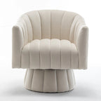 Fauteuil pivotant rond et cylindrique moderne en velours, avec accoudoirs, pour salon