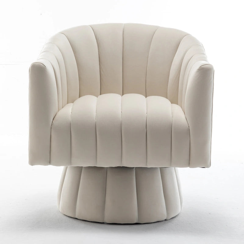 Fauteuil pivotant rond et cylindrique moderne en velours, avec accoudoirs, pour salon