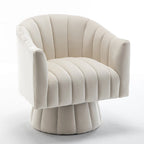 Fauteuil pivotant rond et cylindrique moderne en velours, avec accoudoirs, pour salon