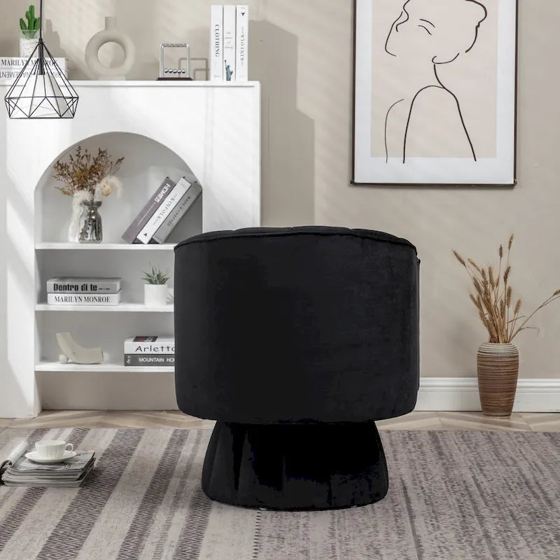 Fauteuil pivotant rond et cylindrique moderne en velours, avec accoudoirs, pour salon
