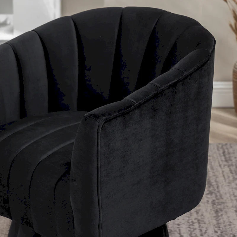 Fauteuil pivotant rond et cylindrique moderne en velours, avec accoudoirs, pour salon