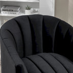 Fauteuil pivotant rond et cylindrique moderne en velours, avec accoudoirs, pour salon