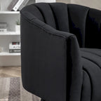 Fauteuil pivotant rond et cylindrique moderne en velours, avec accoudoirs, pour salon