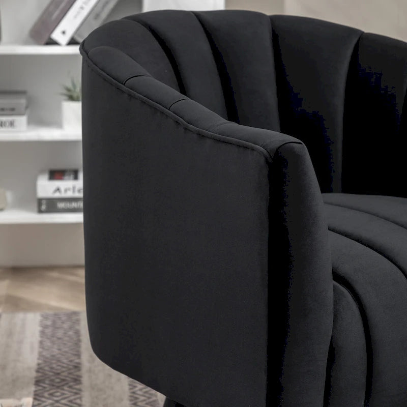 Fauteuil pivotant rond et cylindrique moderne en velours, avec accoudoirs, pour salon