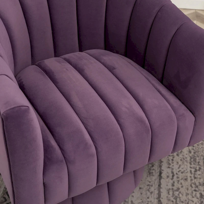 Fauteuil pivotant rond et cylindrique moderne en velours, avec accoudoirs, pour salon