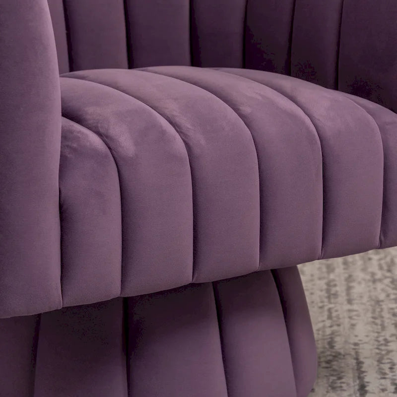 Fauteuil pivotant rond et cylindrique moderne en velours, avec accoudoirs, pour salon