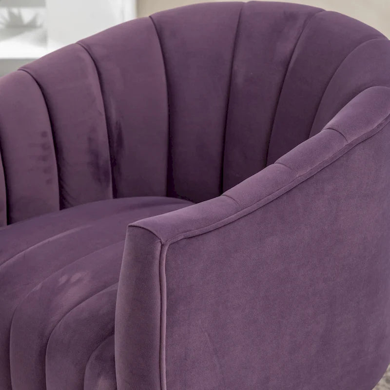 Fauteuil pivotant rond et cylindrique moderne en velours, avec accoudoirs, pour salon