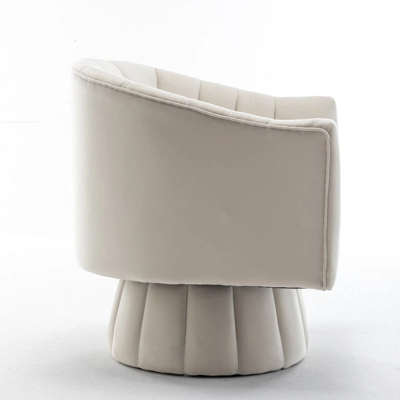 Fauteuil pivotant rond et cylindrique moderne en velours, avec accoudoirs, pour salon