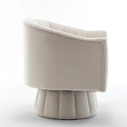 Fauteuil pivotant rond et cylindrique moderne en velours, avec accoudoirs, pour salon