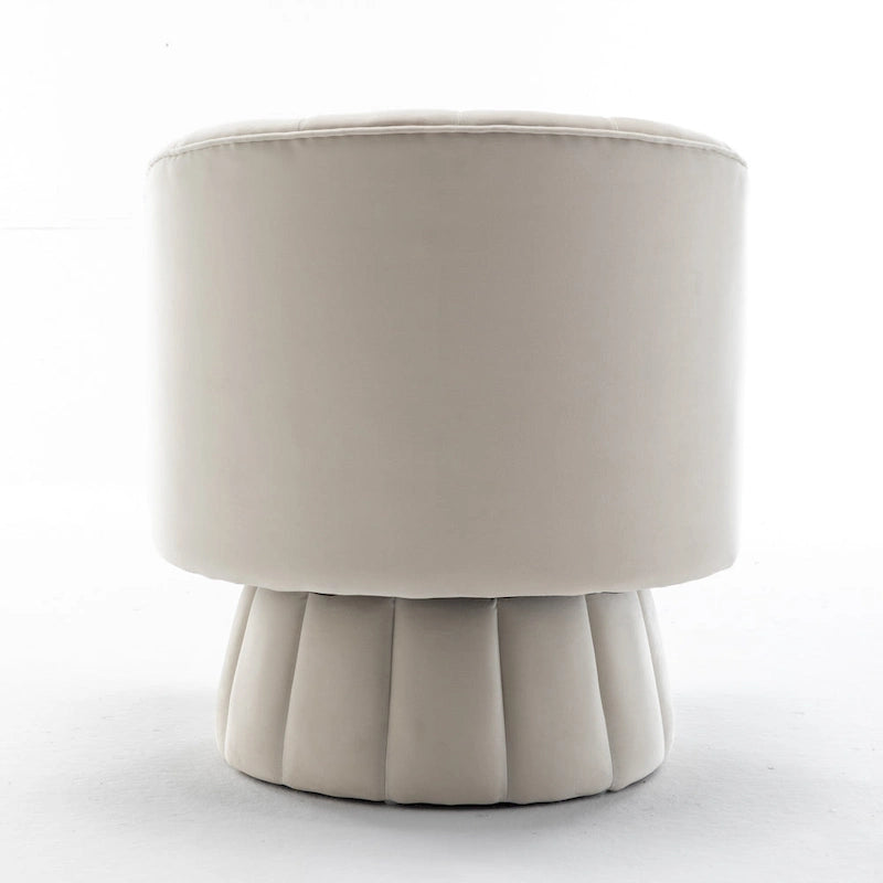 Fauteuil pivotant rond et cylindrique moderne en velours, avec accoudoirs, pour salon