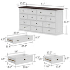 Commode chic marron et blanche avec une grande capacité de rangement, table d'appoint