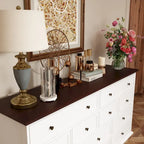 Commode chic marron et blanche avec une grande capacité de rangement, table d'appoint