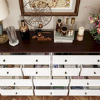 Commode chic marron et blanche avec une grande capacité de rangement, table d'appoint