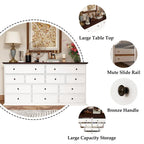 Commode chic marron et blanche avec une grande capacité de rangement, table d'appoint