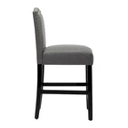 Lot de 2 tabourets de bar à hauteur de comptoir, rembourrés en tissu, avec dossier et clous décoratifs, de 61 cm
