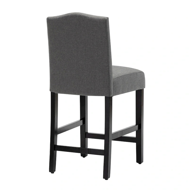 Lot de 2 tabourets de bar à hauteur de comptoir, rembourrés en tissu, avec dossier et clous décoratifs, de 61 cm