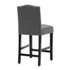 Lot de 2 tabourets de bar à hauteur de comptoir, rembourrés en tissu, avec dossier et clous décoratifs, de 61 cm