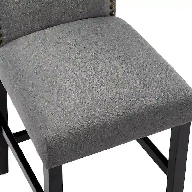 Lot de 2 tabourets de bar à hauteur de comptoir, rembourrés en tissu, avec dossier et clous décoratifs, de 61 cm