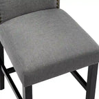 Lot de 2 tabourets de bar à hauteur de comptoir, rembourrés en tissu, avec dossier et clous décoratifs, de 61 cm