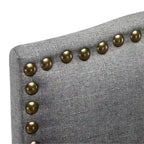 Lot de 2 tabourets de bar à hauteur de comptoir, rembourrés en tissu, avec dossier et clous décoratifs, de 61 cm