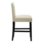 Lot de 2 tabourets de bar à hauteur de comptoir, rembourrés en tissu, avec dossier et clous décoratifs, de 61 cm