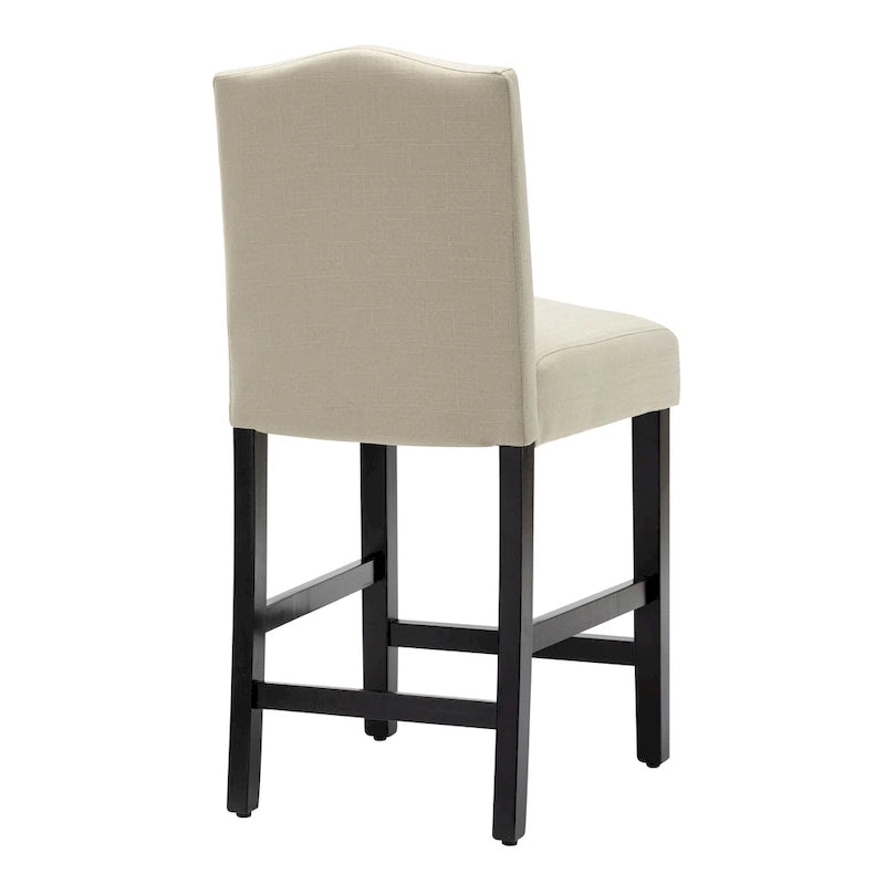 Lot de 2 tabourets de bar à hauteur de comptoir, rembourrés en tissu, avec dossier et clous décoratifs, de 61 cm