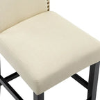 Lot de 2 tabourets de bar à hauteur de comptoir, rembourrés en tissu, avec dossier et clous décoratifs, de 61 cm