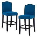 Lot de 2 tabourets de bar à hauteur de comptoir, rembourrés en tissu, avec dossier et clous décoratifs, de 61 cm