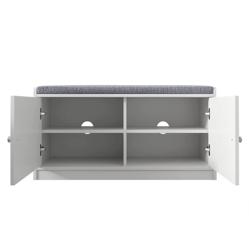 Banc de rangement pour chaussures d'entrée avec coussin