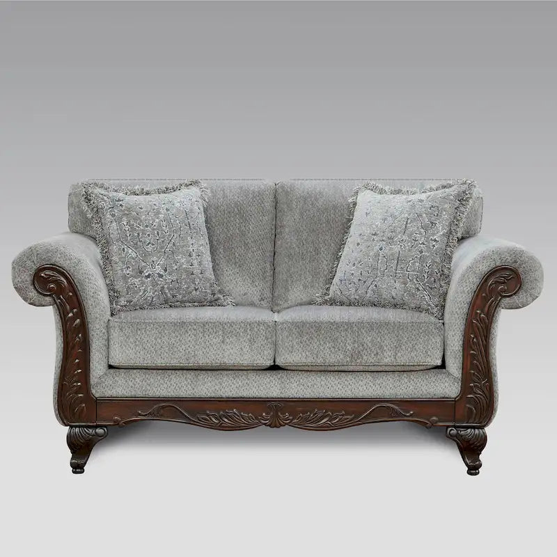  Carved Wood Frame Loveseat