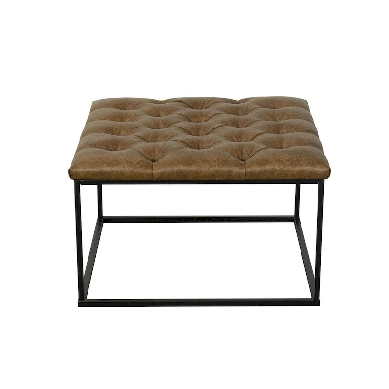 Pouf de cocktail capitonné carré avec dessus rembourré